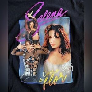 Selena Quintanilla Como La Flor Classic Black Purple Crewneck T-Shirt NOWT Small